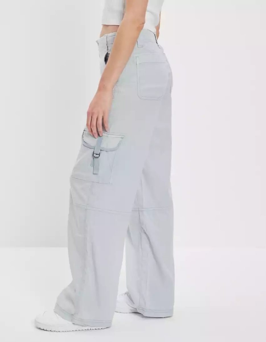 Jean American Eagle AE Dreamy Drape Stretch Super High-Waisted Cargo Baggy Larges-Leg Pant Bleu Femme | TWU-44107856